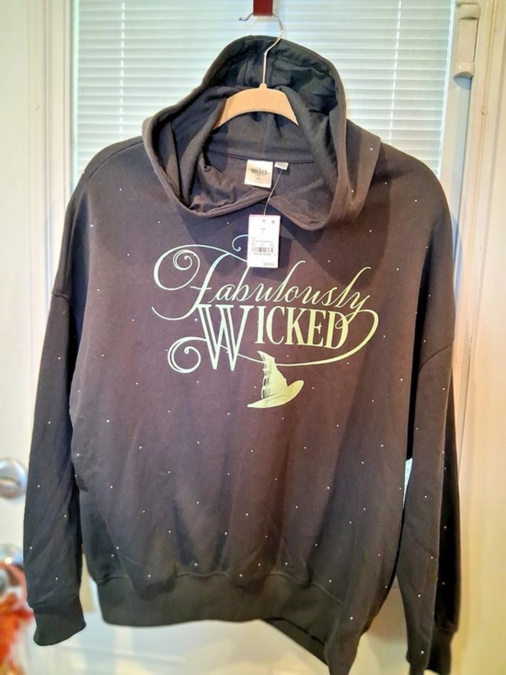 sku164 Wicked Fabulously Wicked Rhinestone Hoodie Small , Universal Studios NEW